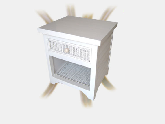 White Wicker Nightstand