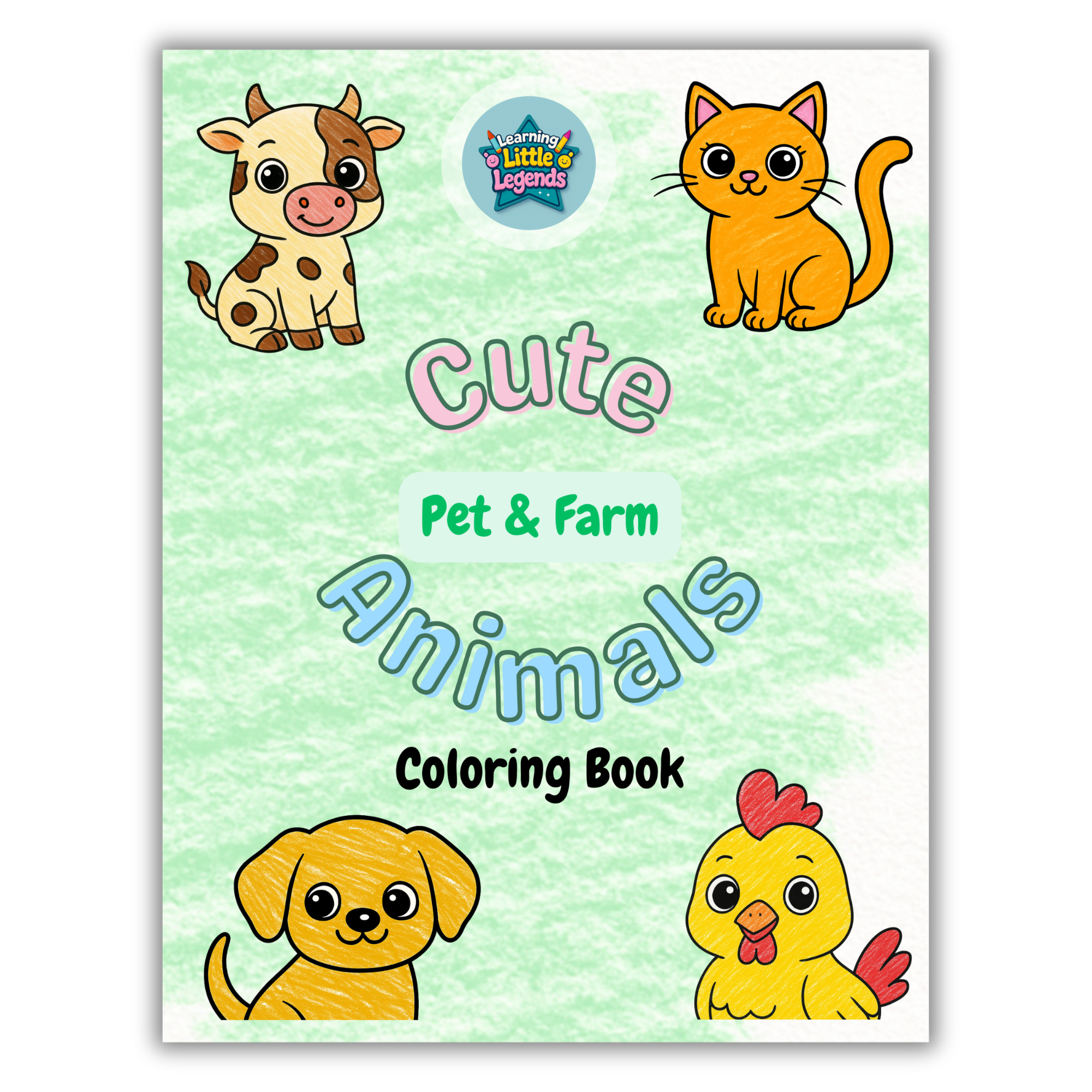 Cute Pet & Farm Animals Coloring Book