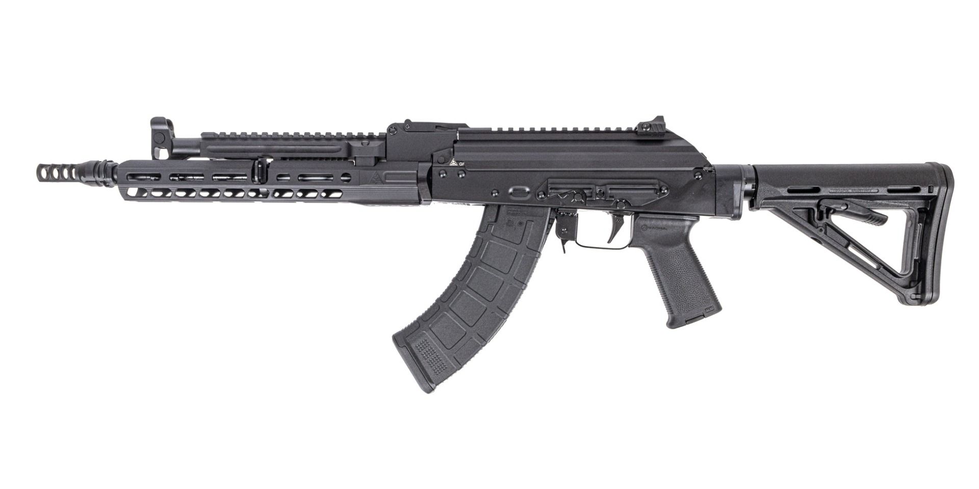 PSAK-47 GF3-E Rifle with 14.7" Barrel Pin and Weld, ALG Trigger, PSA-SLR Solo 11" Rail, Hinged Dust Cover, and JMAC Muzzle Brake