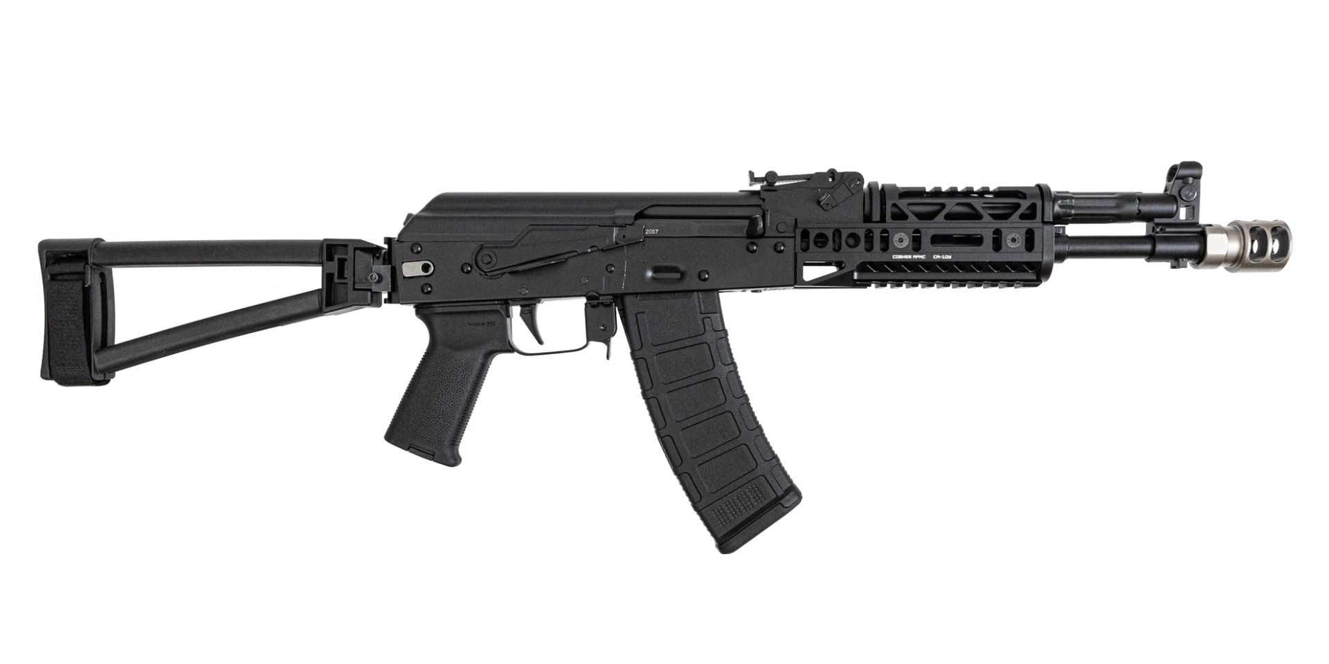 PSA AK-105 Triangle Side Folding Pistol with SA-19 & SA-10U Handguard, SA-2 Muzzle Brake, Toolcraft Trunnion, Bolt, and Carrier