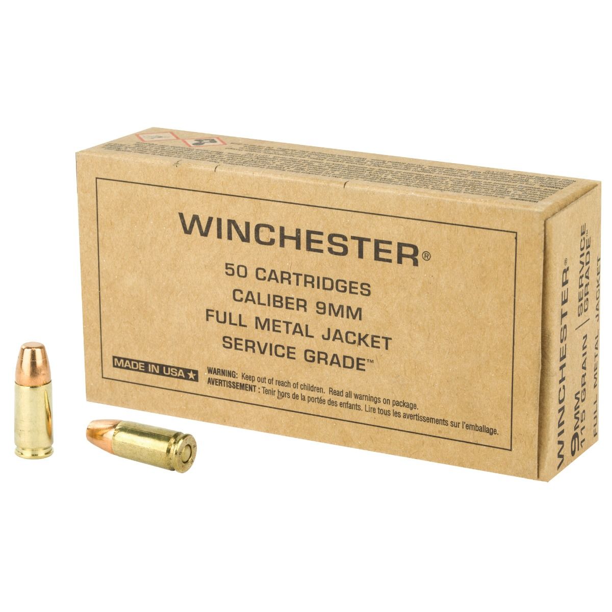 500rds Of Winchester Service Grade 9mm 115 Grain FMJ