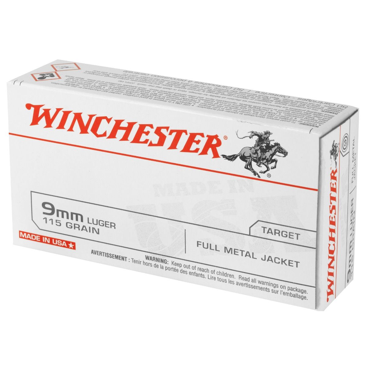 Winchester USA 9mm Ammo 115gr FMJ 50rds - Q4172