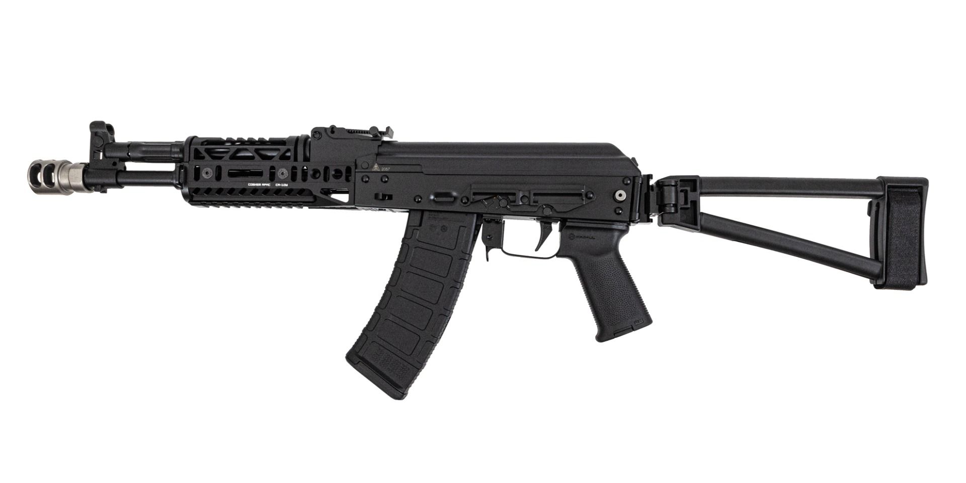 PSA AK-105 Triangle Side Folding Pistol with SA-19 & SA-10U Handguard, SA-2 Muzzle Brake, Toolcraft Trunnion, Bolt, and Carrier