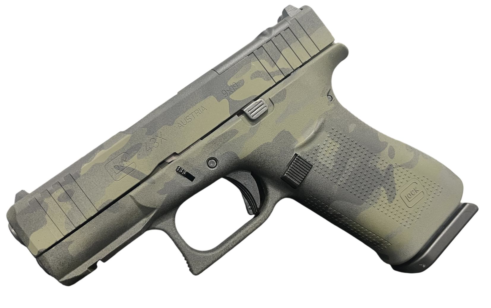 Glock 43X MOS FS 3.39" 9mm (2)10rd Pistols, Black Multi Cam