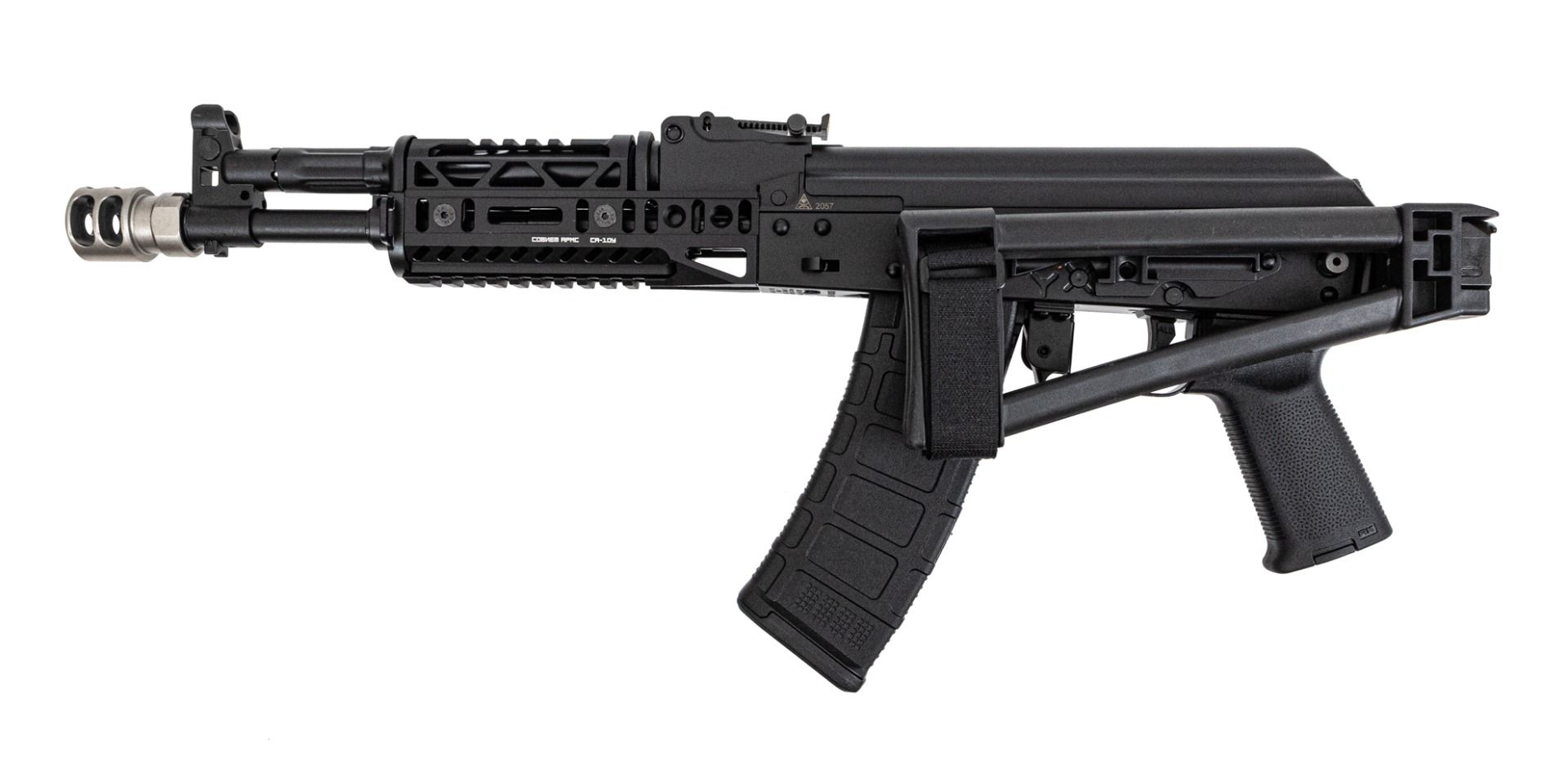 PSA AK-105 Triangle Side Folding Pistol with SA-19 & SA-10U Handguard, SA-2 Muzzle Brake, Toolcraft Trunnion, Bolt, and Carrier