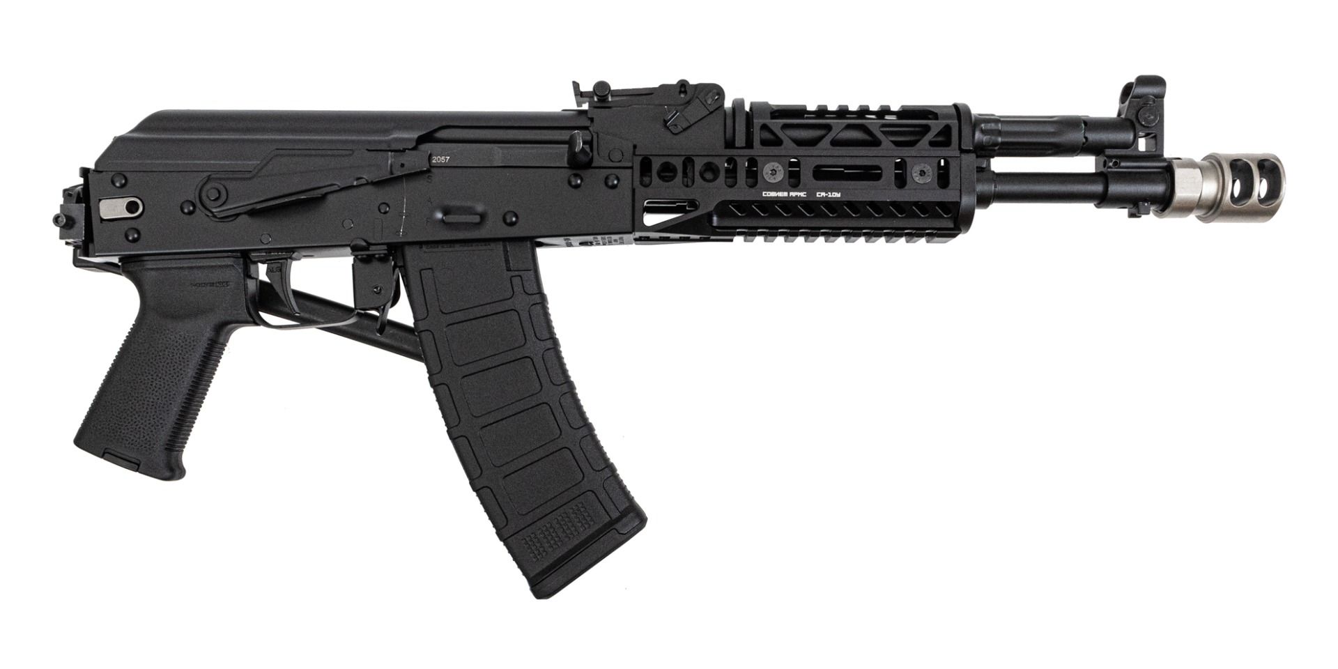 PSA AK-105 Triangle Side Folding Pistol with SA-19 & SA-10U Handguard, SA-2 Muzzle Brake, Toolcraft Trunnion, Bolt, and Carrier