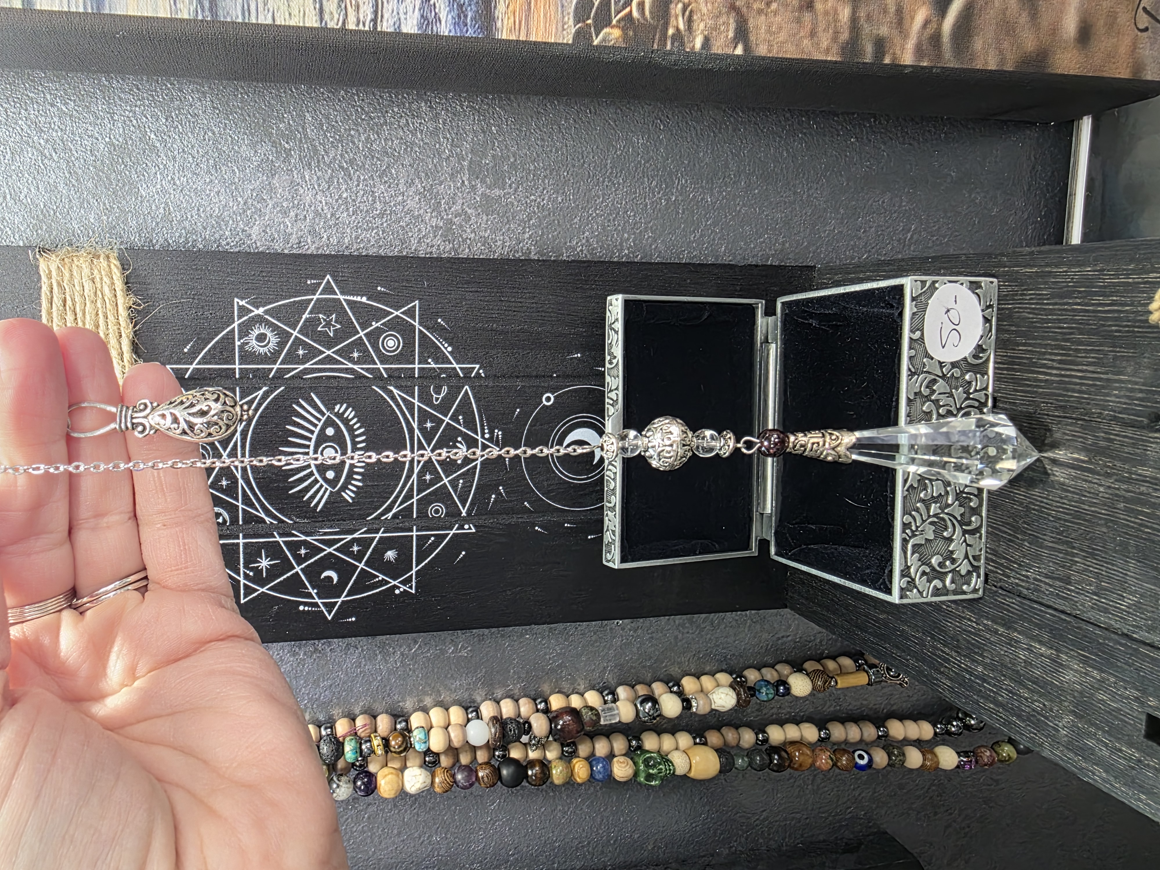 Clear Quartz & Garnet Crystal Pendulum 