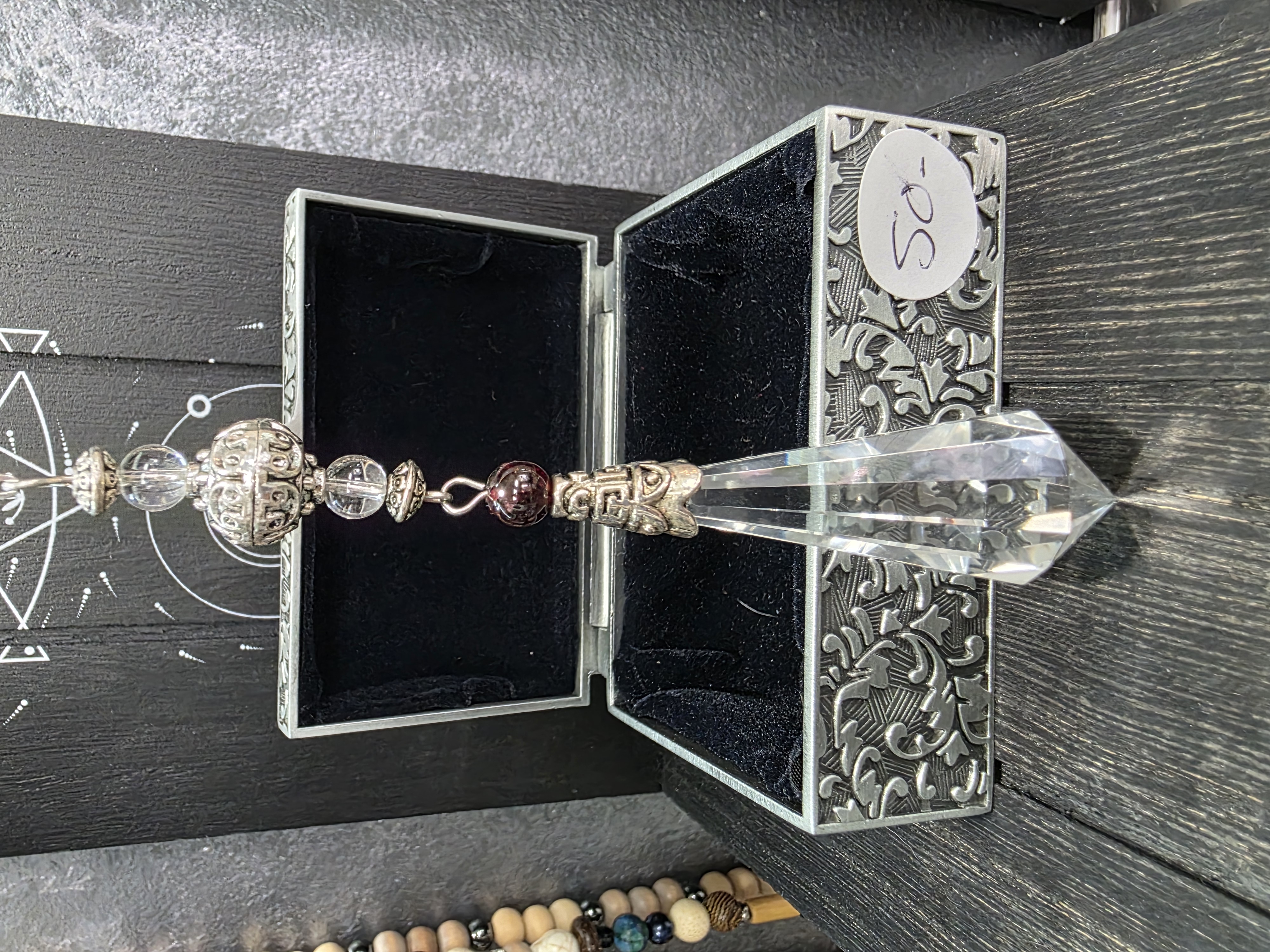 Clear Quartz & Garnet Crystal Pendulum