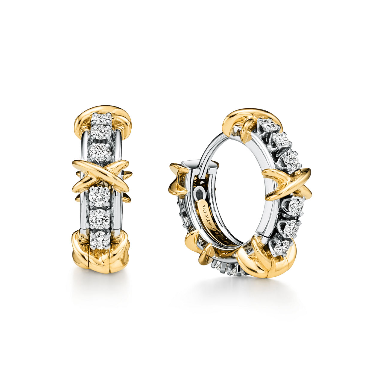 Gold and Diamond Hoop Earrings