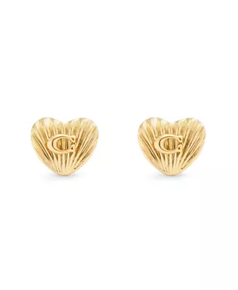 Gold Heart Stud Earrings