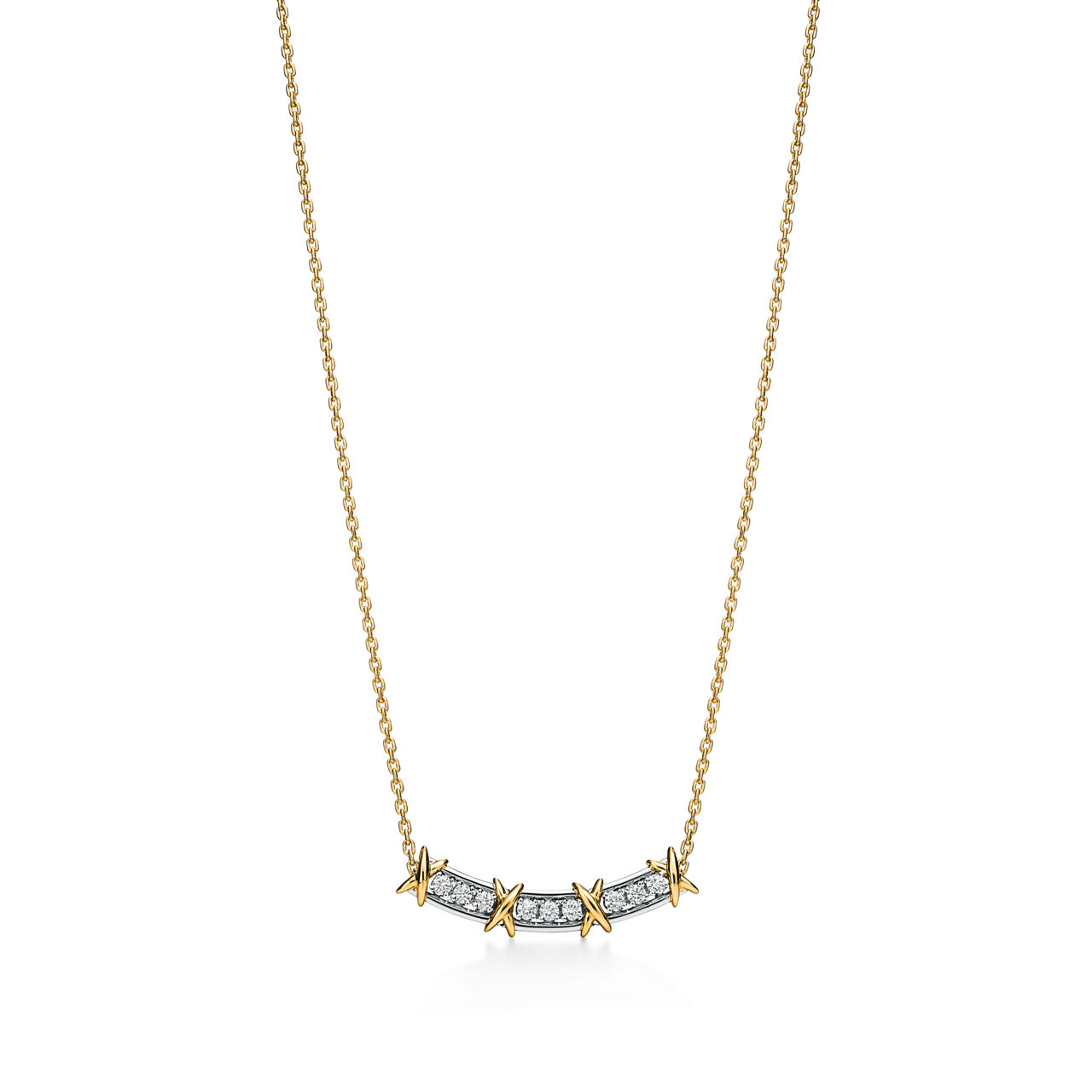 Gold and Diamond Bar Necklace