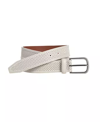 White perforated leather belt