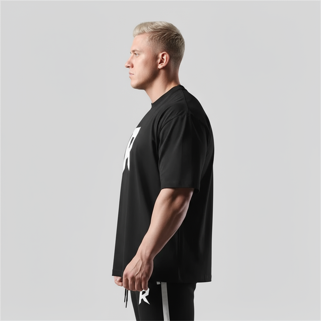 Camiseta Oversized Masculina preta - Logo R branco