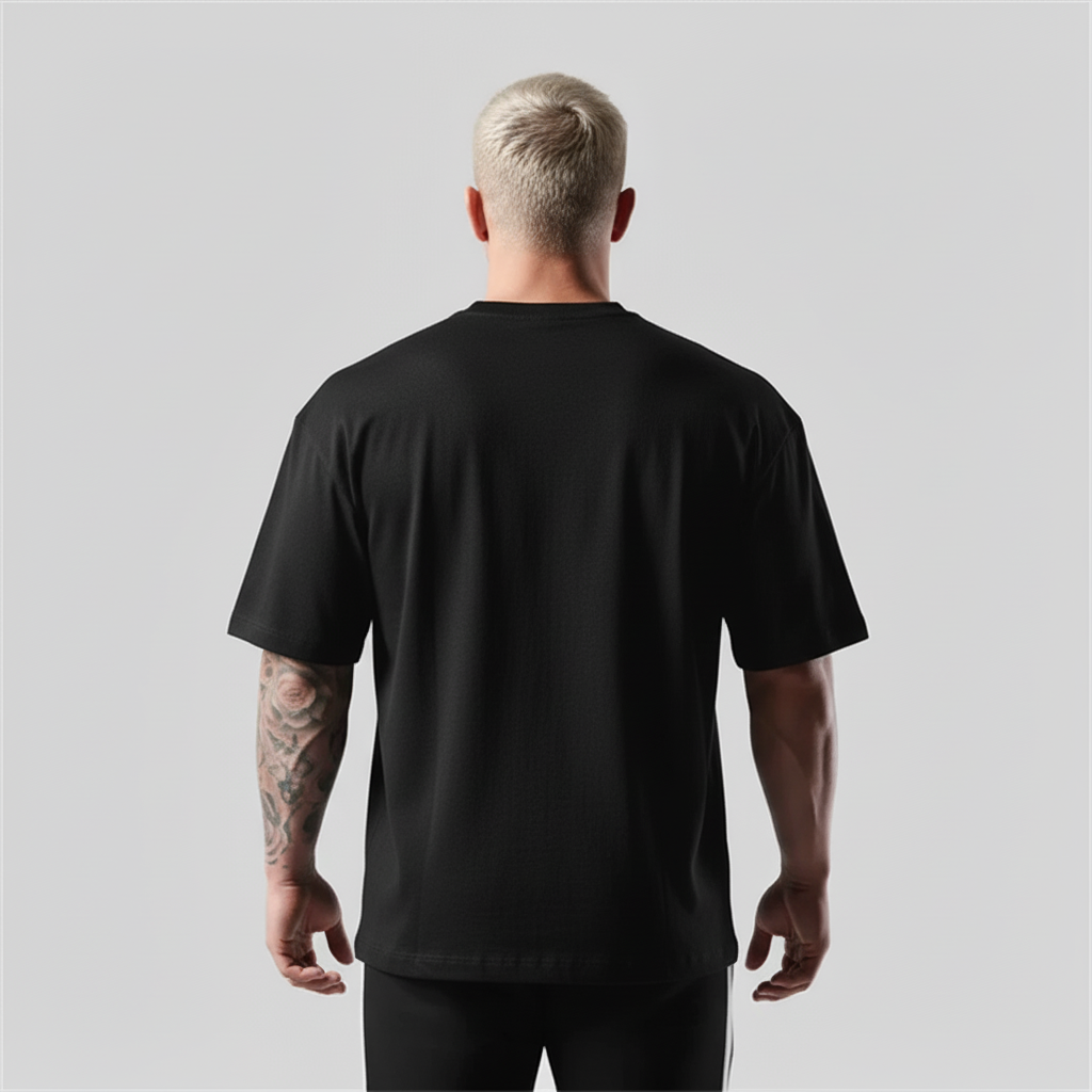 Camiseta Oversized Masculina preta - Logo R vinho