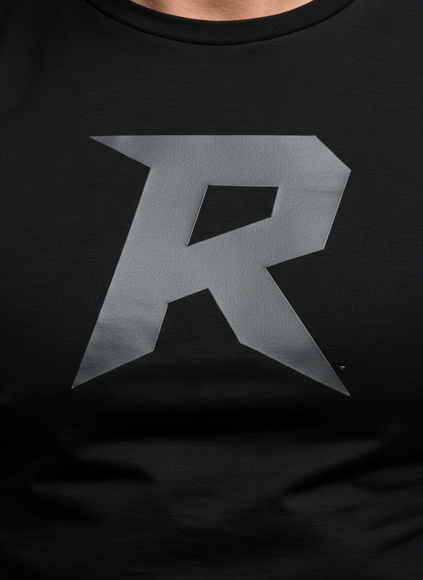Camiseta Slim Preta Masculina RUSH – Logo R grande preto