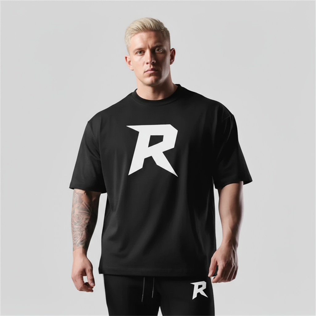 Camiseta Oversized Masculina preta - Logo R branco
