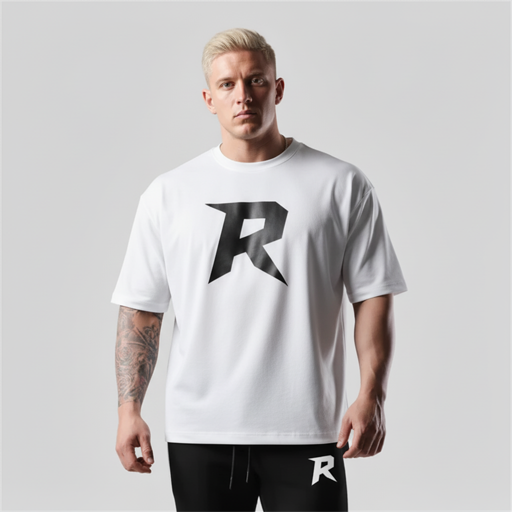 Camiseta Oversized Masculina branca - Logo R preto