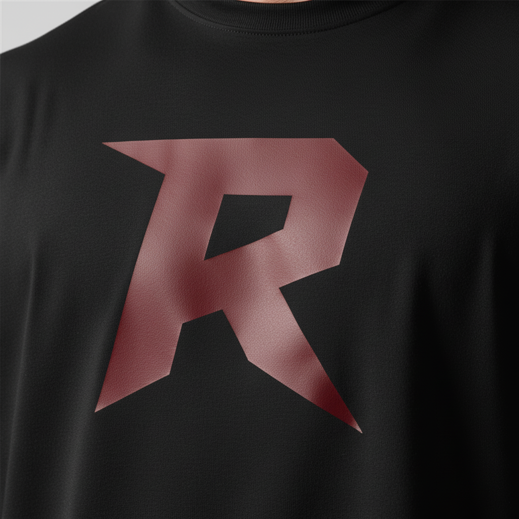 Camiseta Oversized Masculina preta - Logo R vinho