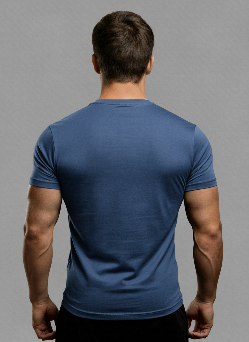 Camiseta Slim azul Masculina RUSH – Logo R grande Branco