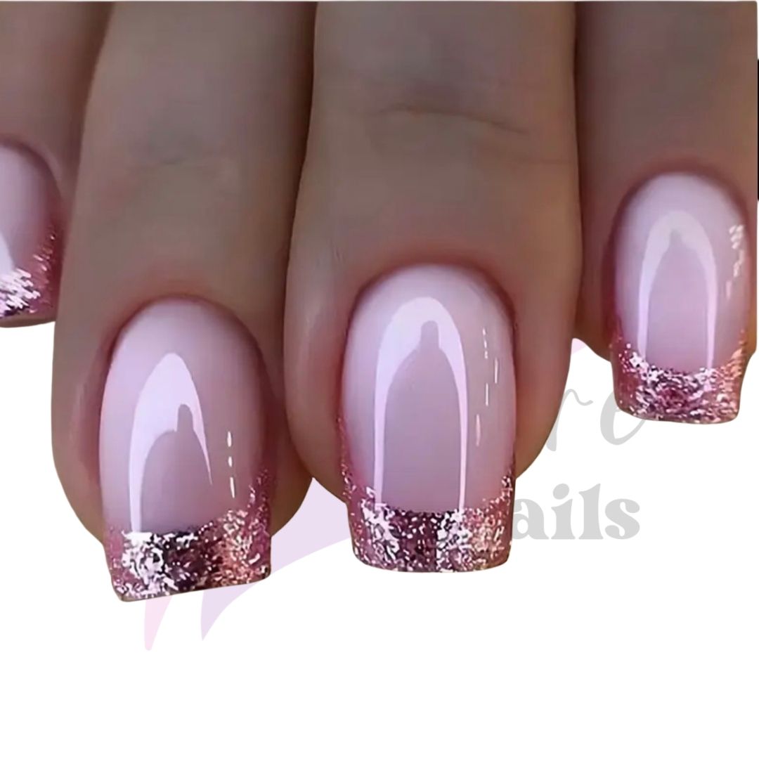 Pink Glitter French Manicure