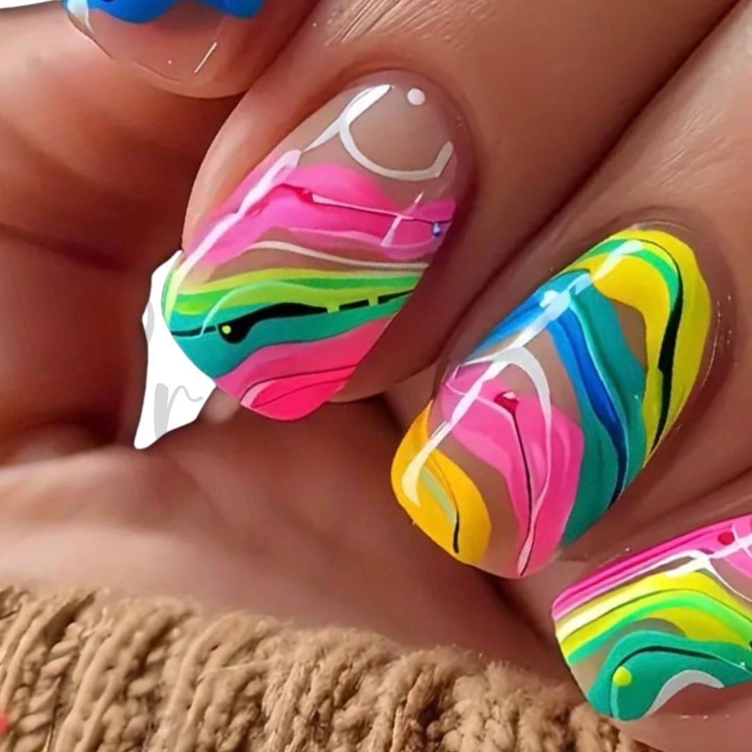Colorful Swirl Nail Art