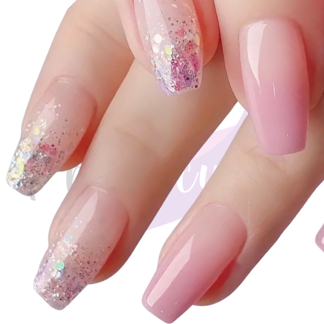 Pink Glitter Press-On Nails