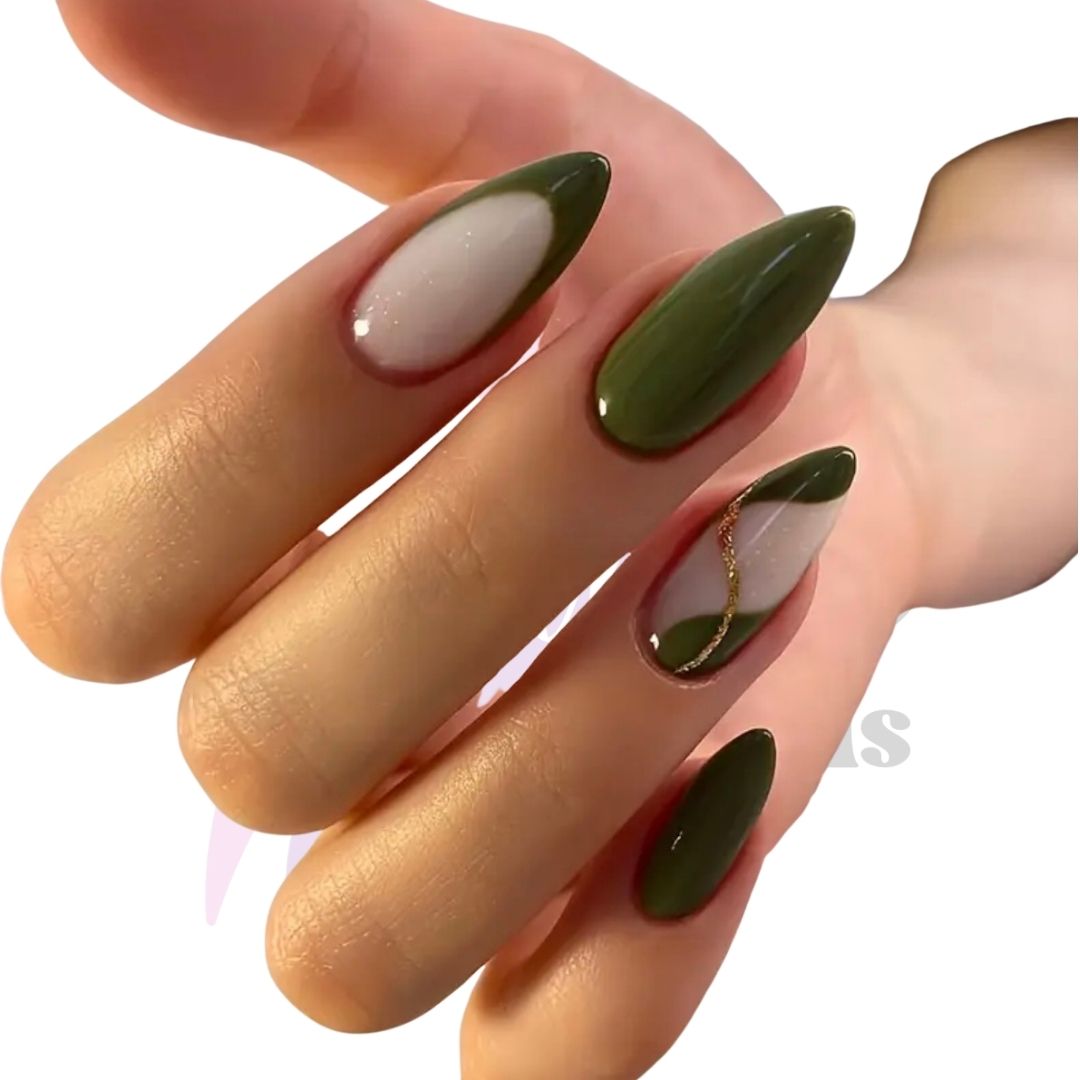 Olive Green Gel Press-On Nails