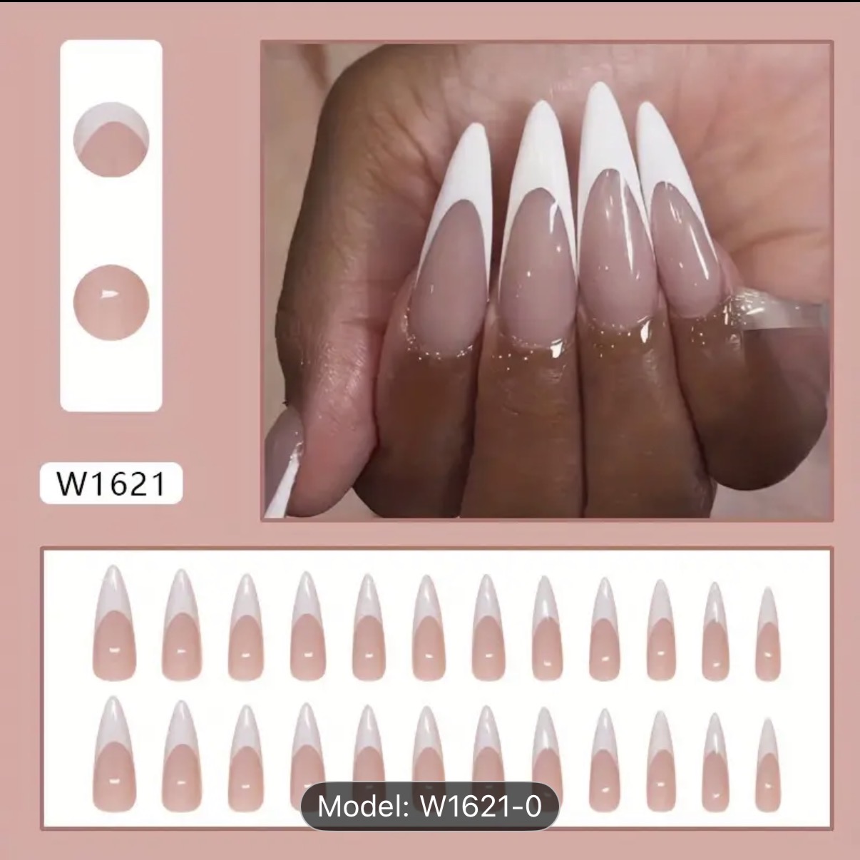 French Stiletto Press-On Nails Set | Short Stilleto 24 Piece DIY Nail Set