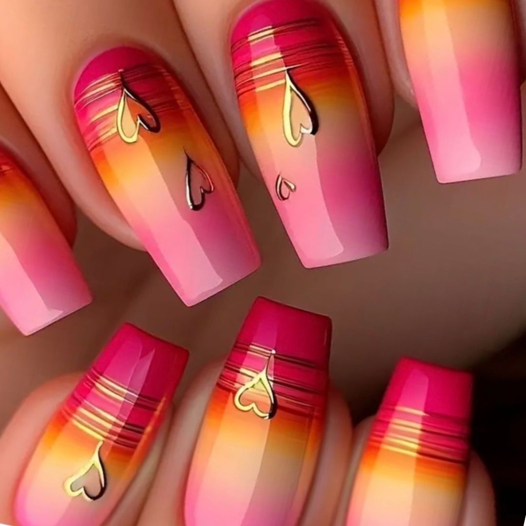 Gradient Heart Nail Art Press-ons