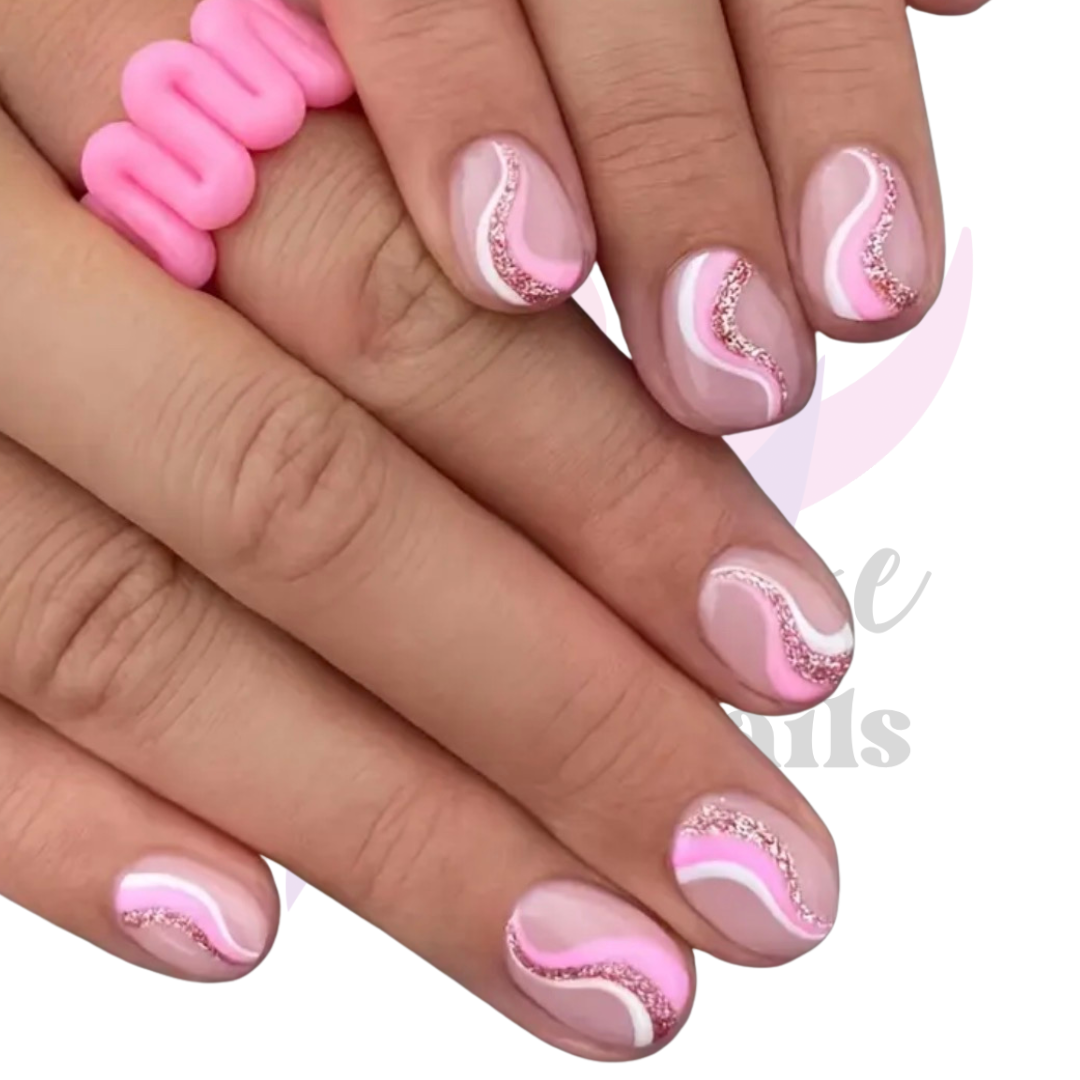 Pink Swirl Nail Art Design