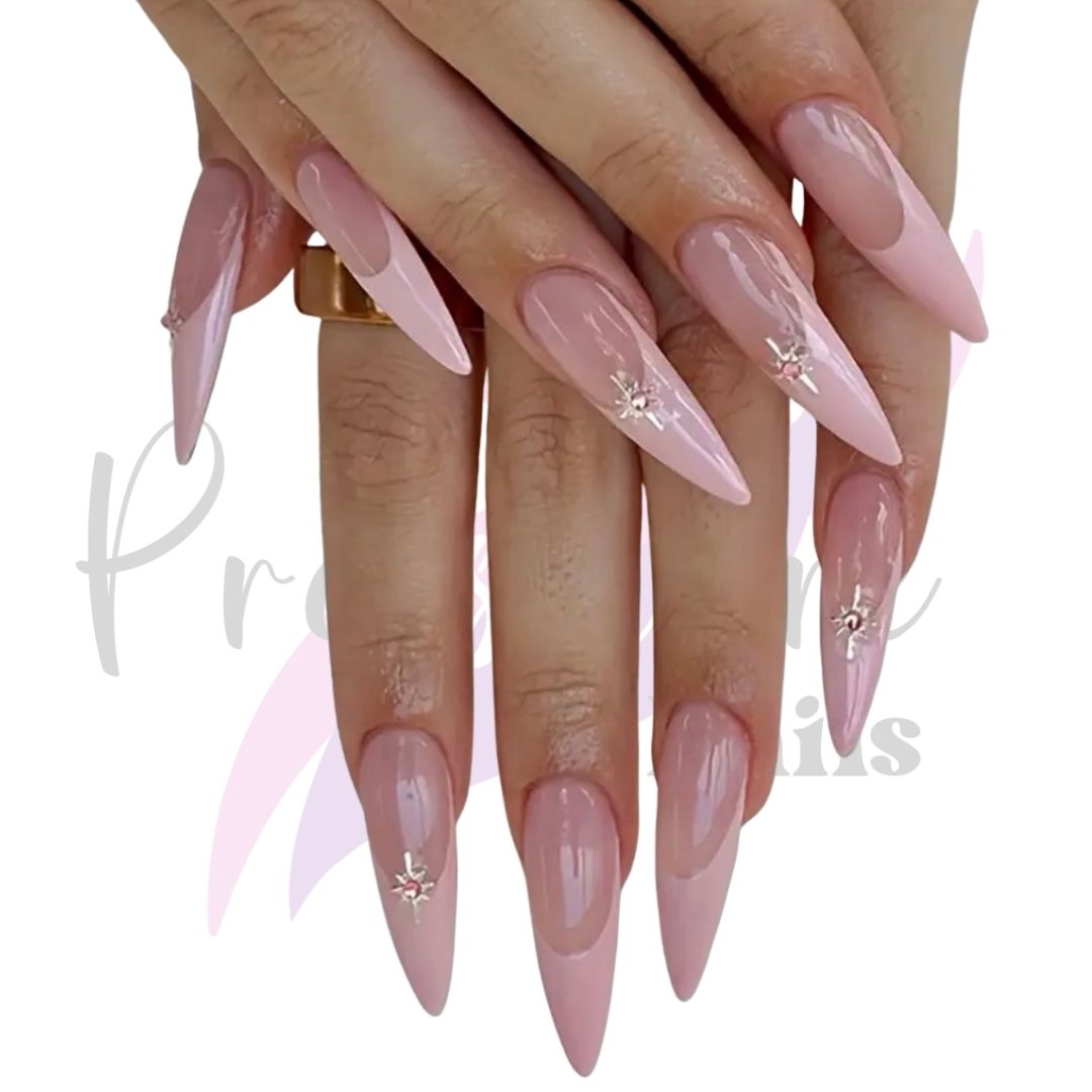 Stiletto Pink Press-On Nails | Embedded Start 24 Piece Manicure Set