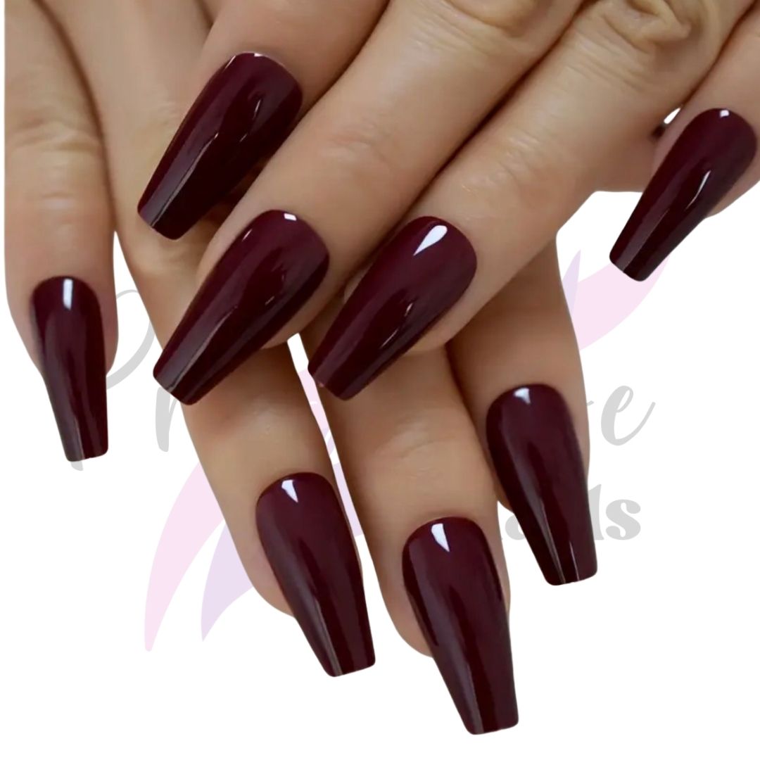 Burgundy False Nails