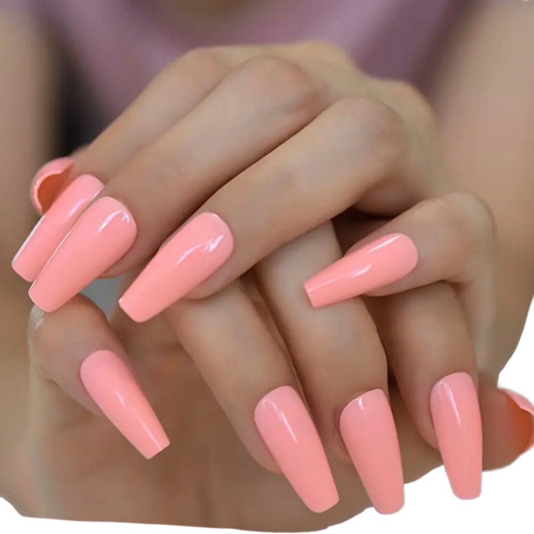 Long Pink Acrylic Nails