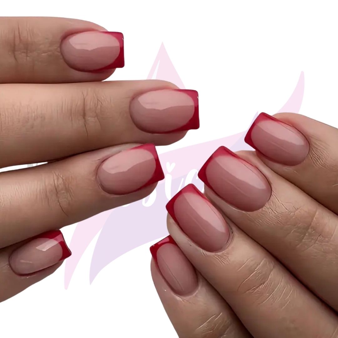 Red French Tip Press-On Nails
