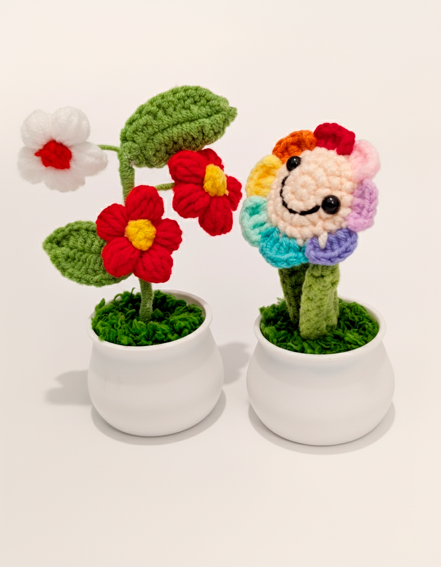 Handmade Crochet Flower Pots