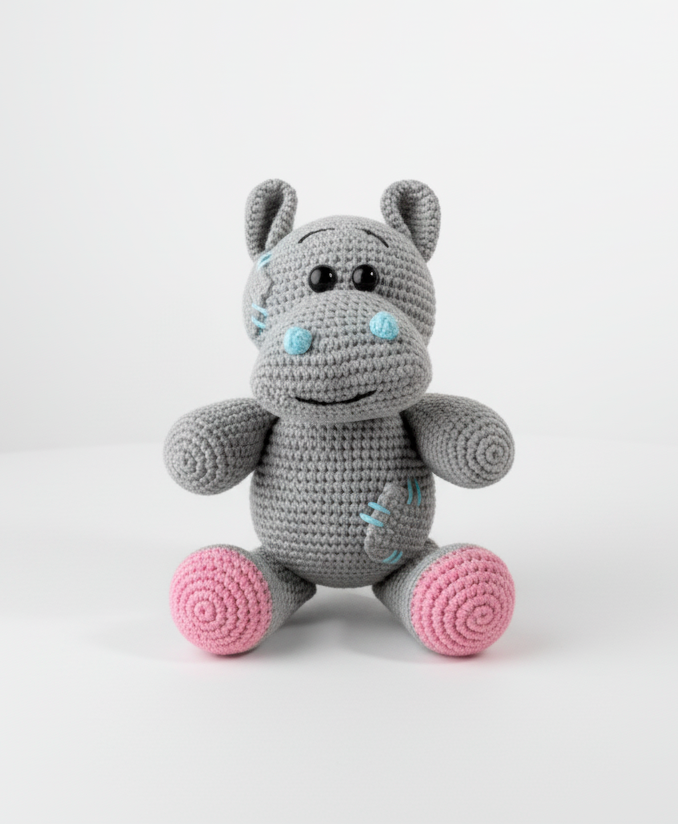 Handmade Crochet Hippo Plush