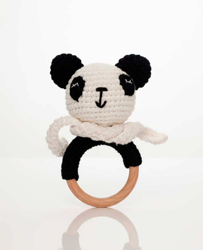 Crochet Panda Baby Rattle