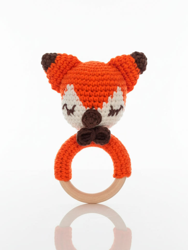 Fox Crochet Baby Rattle