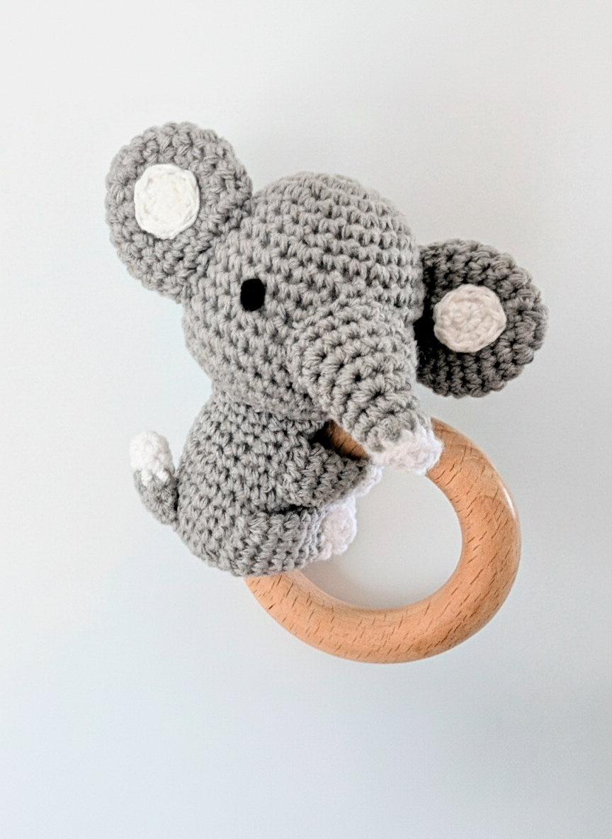 Handmade Elephant Baby Rattle