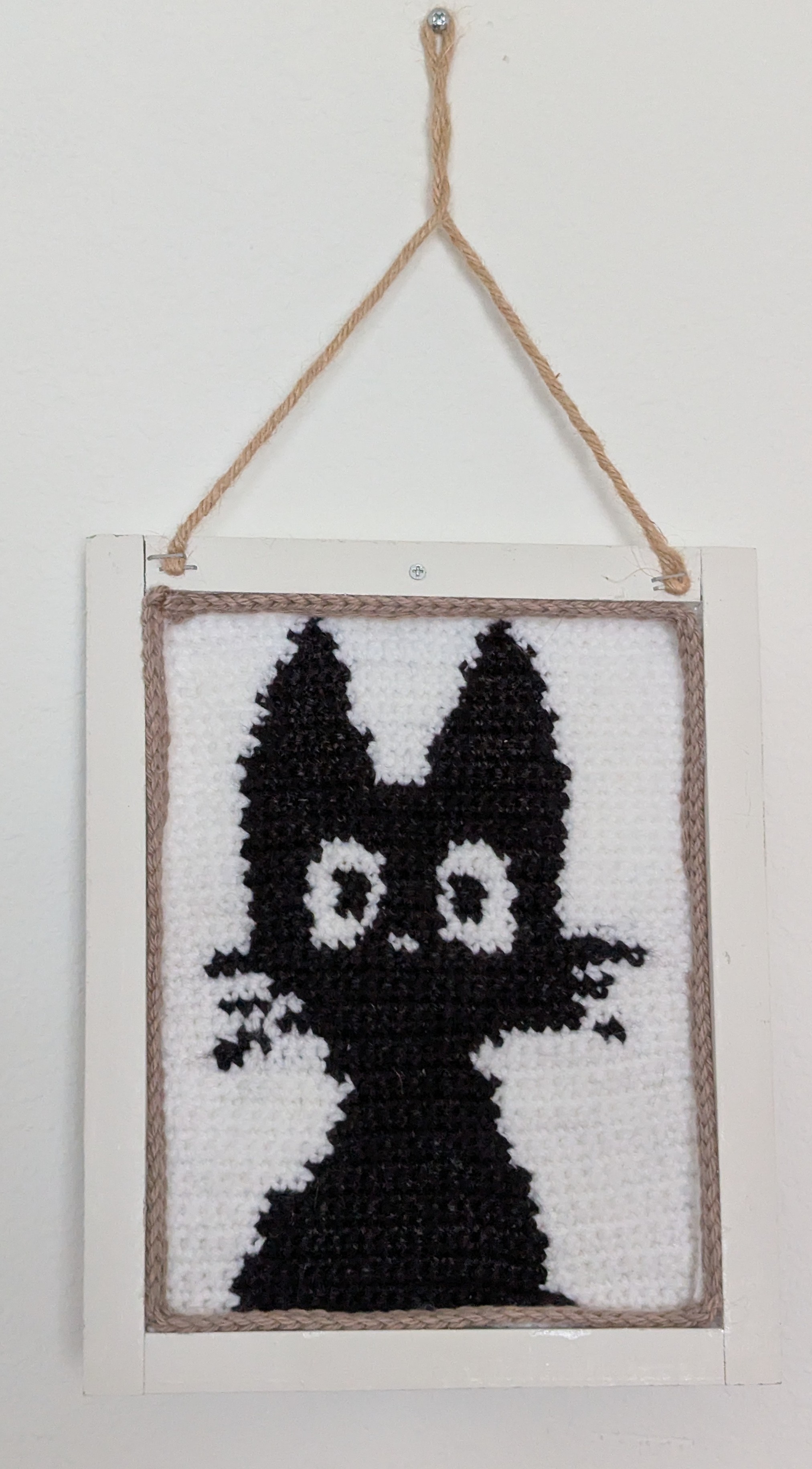 Handmade Black Cat Wall Art, Tapestry