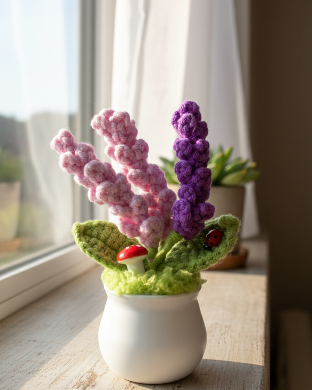Handmade Crochet Lavender Flower Pot