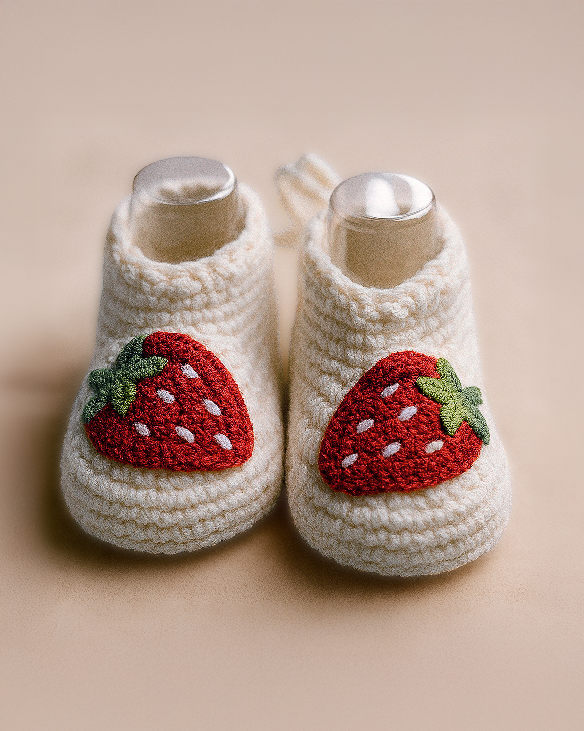 Handmade Baby Booties with Strawberry Patch