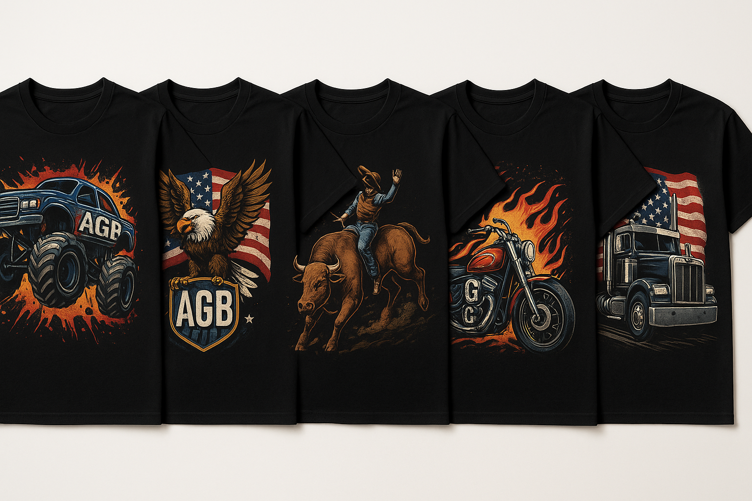 PACK 5 Camisetas estampadas temáticas americanas
