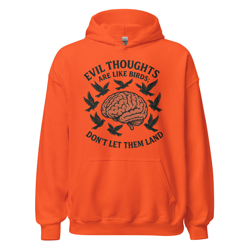 "Evil thoughts are like birds" Unisex Hoodie