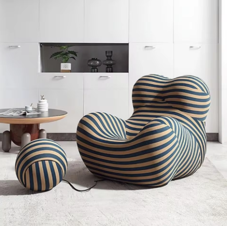 Modern Striped Lounge Chair Set