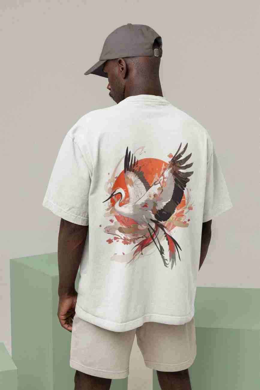 Graphic Crane Print T-Shirt