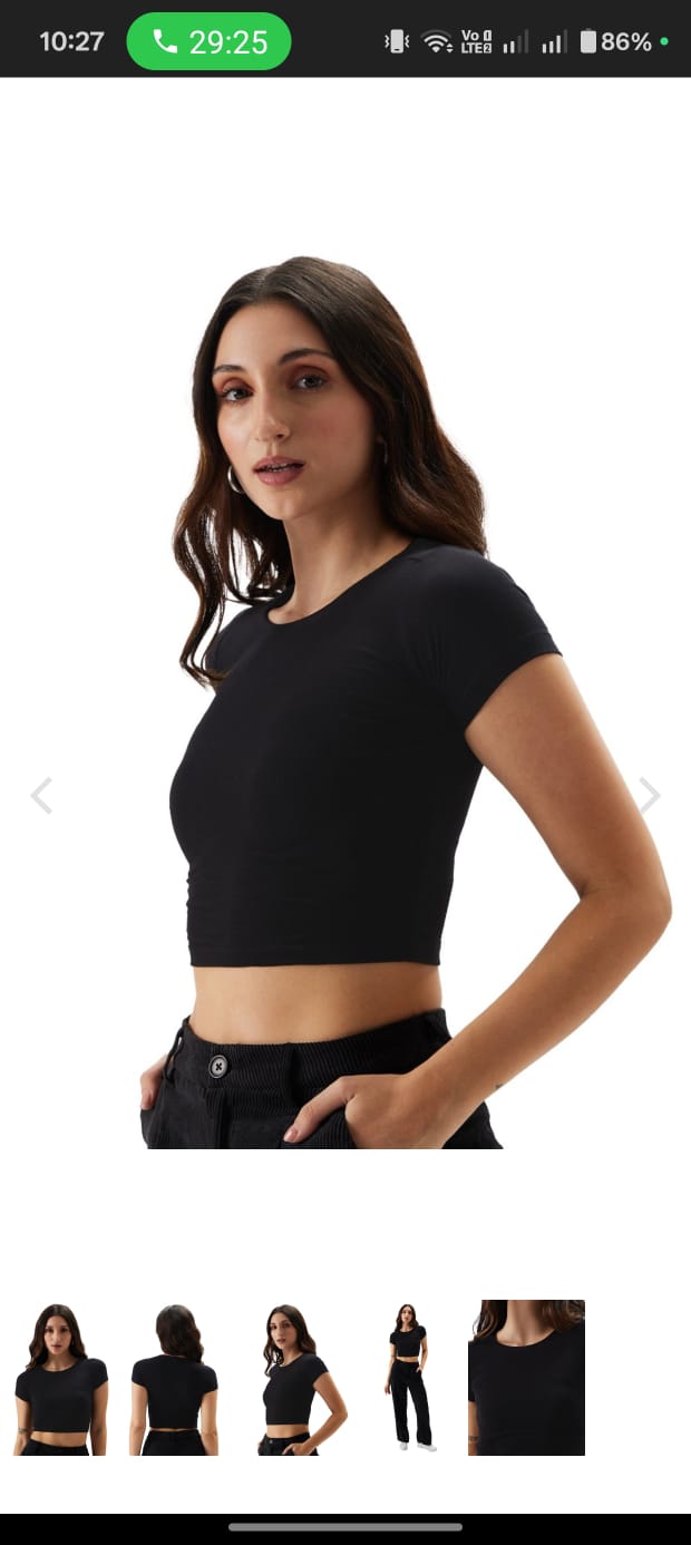 Black Short Sleeve Crop Top