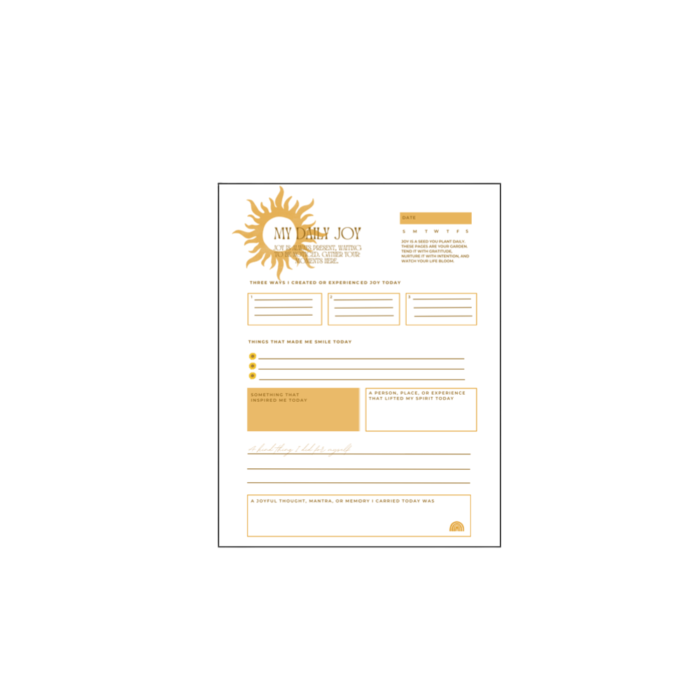 My Daily Joy Digital Worksheet (Color + Black & White Downloads)
