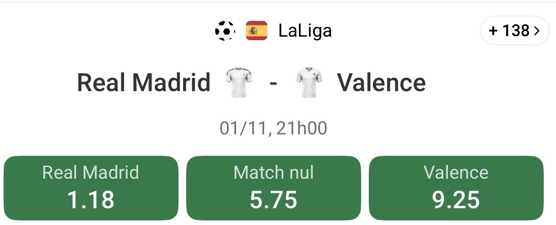 Pronostic Real Madrid vs FC Valence 01/11/2025