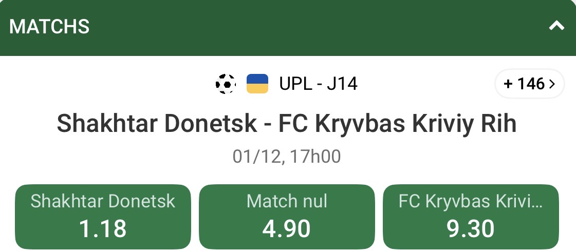 Pronostic Shakhtar Donetsk – Kryvbas 01/12/2025